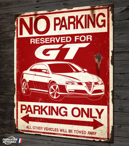 Plaque métal déco Alfa romeo GT "GT parking only", voiture Alfa youngtimer.