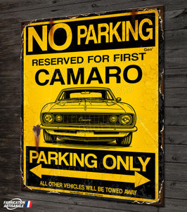 Plaque métal déco "parking only Camaro" Chevrolet Camaro first generation.