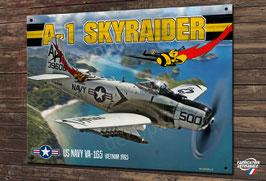 Plaque métal déco Douglas A-1 Skyraider  bombardier US Navy Guerre du Viêt-Nam 1965.