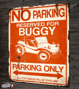 Plaque métal déco " Buggy parking only " VW Dune Buggy.