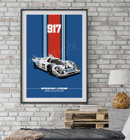Affiche 60x40cm illustration Porsche 917.