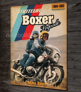 Plaque métal déco "boxer légende" Moto BMW Allemande vintage moteur boxer, décoration garage moto ancienne pour motard.