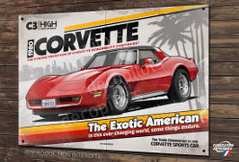 Plaque métal déco Chevrolet Corvette C3, "the American exotic"