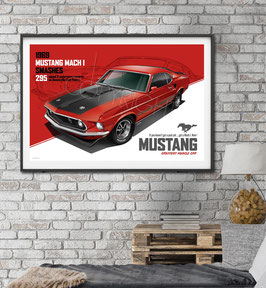 AFFICHE 60x40cm Ford Mustang mach 1.