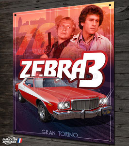 Plaque métal déco Zebra 3 Ford Gran Torino Starsky et Hutch.