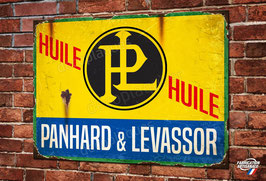 Plaque métal déco Huile Panhard & Levassor, reproduction plaque vintage d'époque.