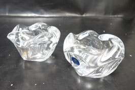 2 vintage kristallen "Royal Copenhagen Crystal" kaarsenhouders, gemerkt