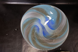 Grote vintage glaskunstschaal met blauwe en grijze tinten