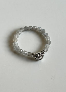 Ring Labradorit, 925 Silber Blume