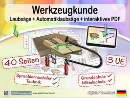 Laubsägen  Arbeitsblatt + Lösung + Werkzeugkunde + interaktives PDF - ab 3. Klasse