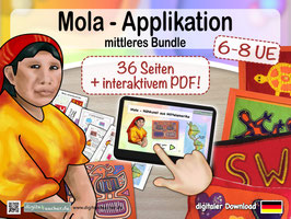 Mola Applizieren (mittleres Bundle 36 Seiten) + interaktivem PDF - ab 4. Klasse