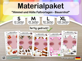 "Himmel und Hölle" Bauernhof: Materialpaket S-XL (10-100 Seiten), Faltvorlagen, Versandprodukt