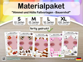 "Himmel und Hölle" Bauernhof: Materialpaket S-XL (10-100 Seiten), Faltvorlagen, Versandprodukt