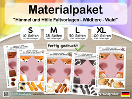 "Himmel und Hölle" Wald Wildtiere Materialpaket S-XL (10-100 Seiten), Faltvorlagen, Versandprodukt