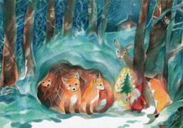 Postkarte: Weihnachten im Wald - Viriot