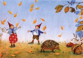 Postkarte: Pippa & Pelle im Herbstwind