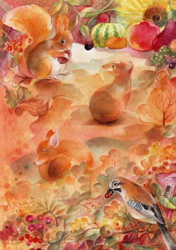 Postkarte: Herbstleben