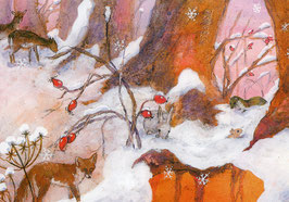 Postkarte: Fuchs im Schnee - Drescher