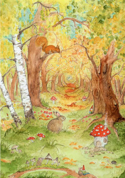 Kunstkarte: Herbstwald - Eentje van Margo