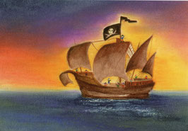 Postkarte: Piratenschiff