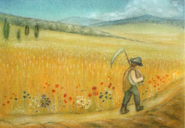 Kornfeld mit Bauer - Ruth Elsässer