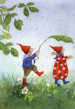 Postkarte: Pippa & Pelle im Regen