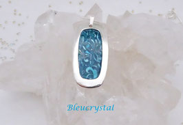 Pendentif ARGENT FIN guilloché , émaillé vert (Enameled Silver Art Clay)