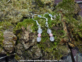 Boucles d'oreilles quartz rose et rhodonite