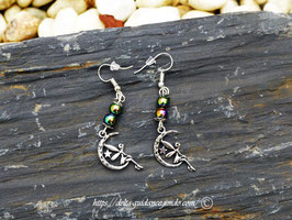 Boucles d'oreilles hématite arc en ciel et fée