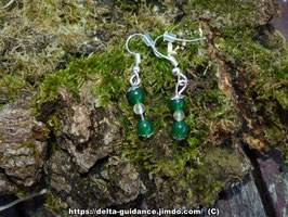 boucle d'oreilles agate verte et opale jaune