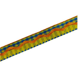 Dekoband, Ripsband Borte zum Verzieren, 15 mm, Karo gelb-blau-orange, 2 Meter
