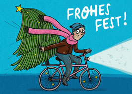 Weihnachtspostkarte »Fahrradbaum«