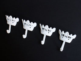 4 Haken Krone Prinzessin weiß Shabby | white coat hooks princess crown