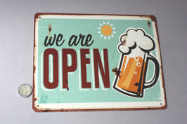 "We are open" Bier Schild Türschild Kneipe Pinte geöffnet / Pub information beer door sign metal