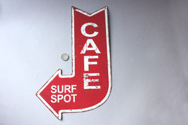 "Cafe Surf Spot" Türschild Pfeil / information door sign metal