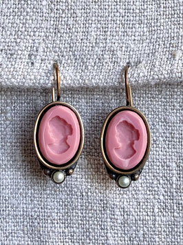 Dusty Rose oval mit Perle bronze