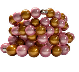 Rosa / moccabraunes Perlenarmband