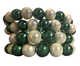 Dunkelgrün/champagner Perlenarmband