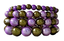 Khaki / fliedernes Perlenarmband