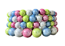 Weiß/ limette/ rosa/ hellblaues Perlenarmband