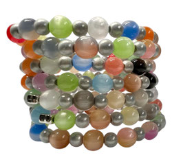 Buntes Perlenarmband - Harzperlen 8 mm im Mix mit 6 mm weißen "Perlenprinz" Perlen