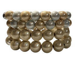 Champagner / weißes Perlenarmband