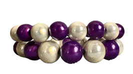 Champagner/lila Perlenarmband