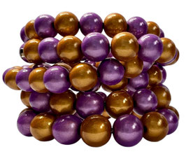 Moccabraun / flieder Perlenarmband