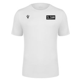 MACRON Boost Eco T-Shirt weiß mit kleinem eckigen TV Schleissheim Logo in schwarz