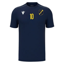 MACRON Rigel Hero Aufwärm-Shirt Navy kurzarm mit kleinem SC MYHL Logo und Wunschnummer