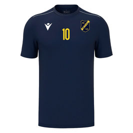 MACRON RIGEL HERO Aufwärm-Shirt navy kurzarm mit kleinem SC MYHL Logo und Wunschnummer