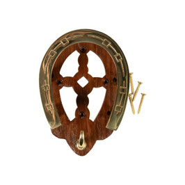 【H】Bridle hook -Horseshoe- made of wood and brass 15174