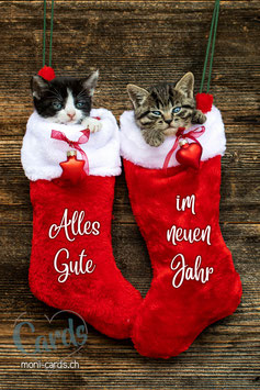 3120     Katzen im Stiefel mit Neujahrs-Wünschen