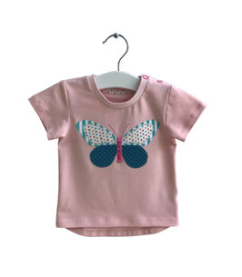 Juna - T-shirt rosa mit Schmetterling Applikation